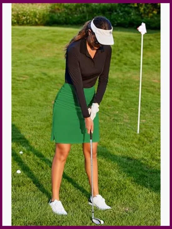 Knee Length Skort with Pockets - Athletic Tennis Golf Skirt